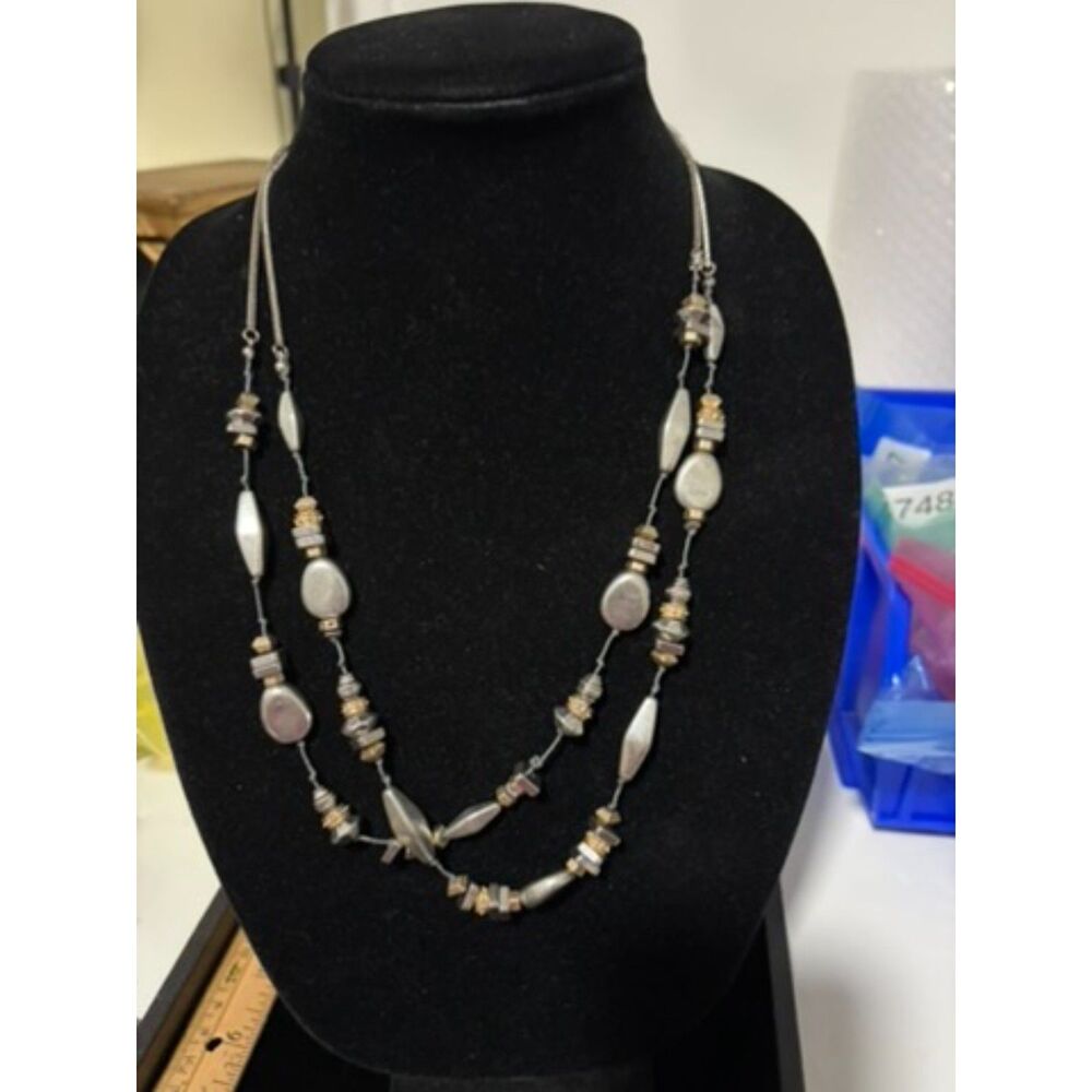 vtg Ruby rd two tone mixed metal multi stand  necklace